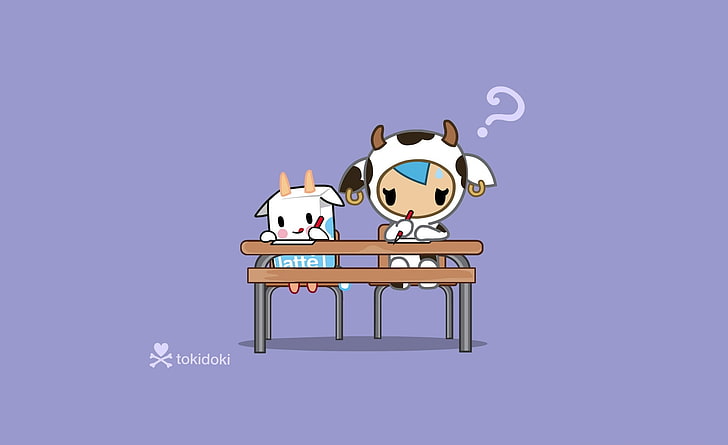 Tokidoki Test, cow and goat illustration, Cartoons, Others, Funny, HD wallpaper