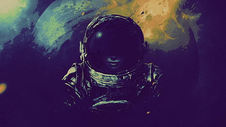 untitled, astronaut, artwork, dark, space art, one person, leisure activity
