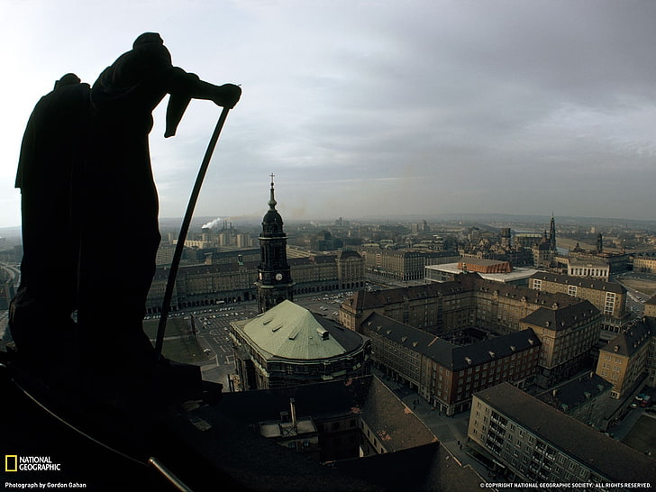 National Geographic, city, sculpture, Dresden, Germany, city hall, HD wallpaper