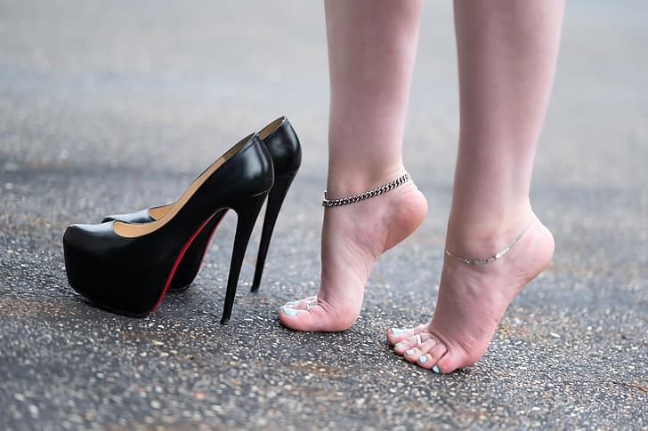 heels, high heels, platform high heels, feet, anklet, toes, HD wallpaper