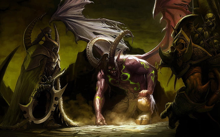 three demon wallpaper, World of Warcraft, Illidan Stormrage, Maiev Shadowsong