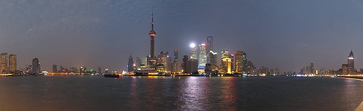 high rise building, shanghai, shanghai, night, skyline, China, HD wallpaper