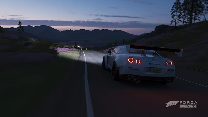 HD wallpaper: Forza, Forza Games, Forza Horizon 4, Nissan GTR, mountains |  Wallpaper Flare