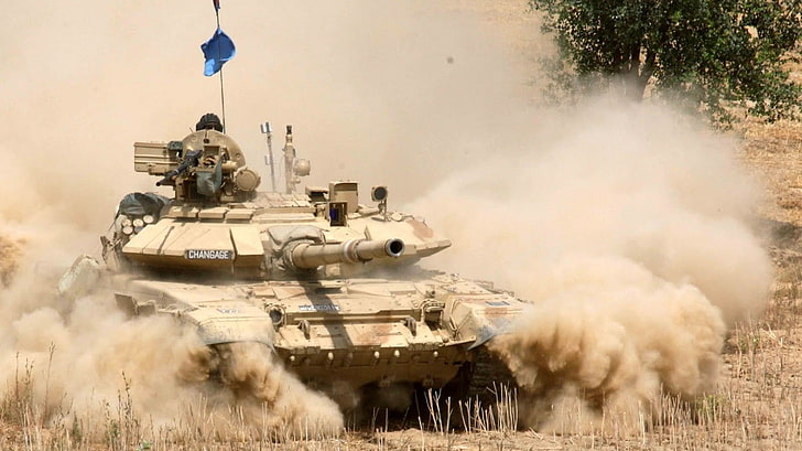 tank, Indian Army, T-90, transportation, war, smoke - physical structure