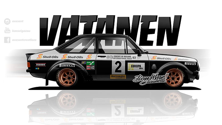 Axesent Creations, Ford Escort RS, render, race cars, British cars, HD wallpaper