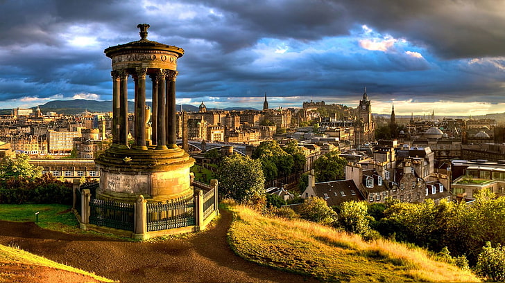 brown city skyline, cityscape, building, UK, Edinburgh, Scotland