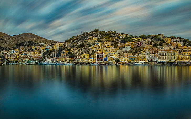 Symi İsland In Greece Part Of The Islands Group Of Dodecanese Surrounded By Colorful Neoclassical Houses 4k Ultra Hd Wallpapers For Desktop Laptop 3840×2400