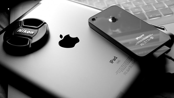 black and white apple inc ipad apples iphone 4 1920x1080  Technology Apple HD Art, HD wallpaper