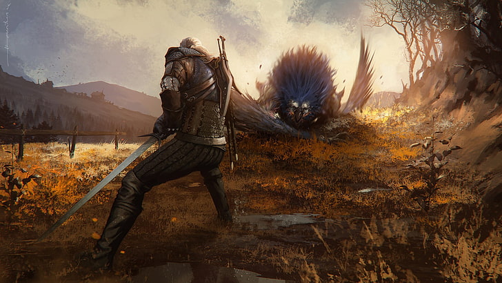 man wearing black and brown top holding sword wallpaper, The Witcher 3: Wild Hunt, HD wallpaper