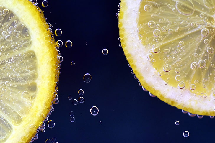 sliced lemons, citrus, drops, close-up, freshness, fruit, food, HD wallpaper