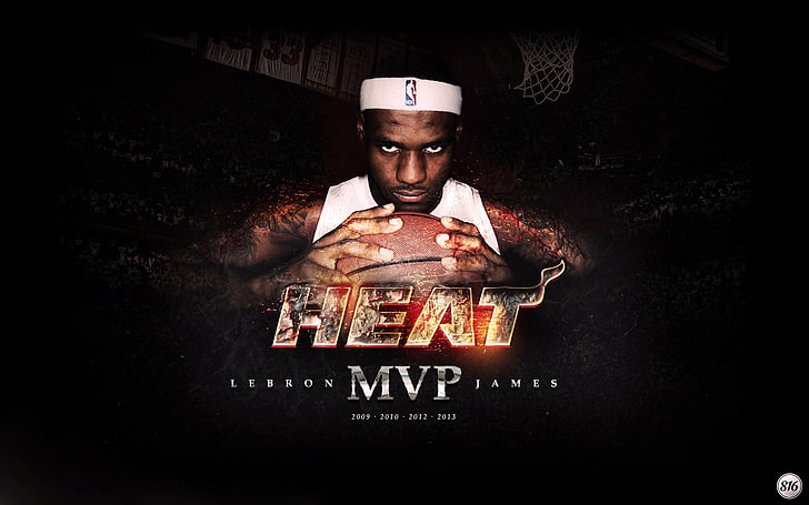LeBron James, nba, miami, heat, background, ball, basketball, HD wallpaper