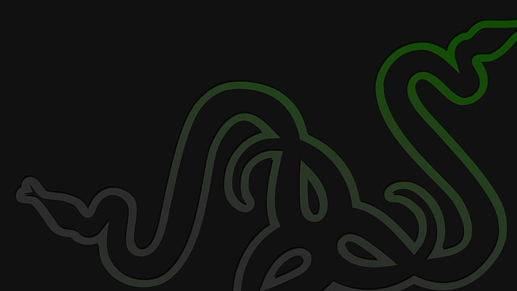 Razer, black, Gamer, minimalism, green color, black background