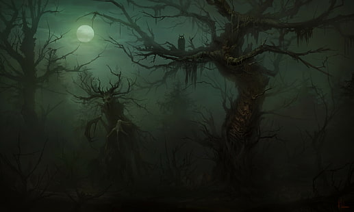 HD wallpaper: Yuri Hill, horror, forest, Moon, moonlight, dark | Wallpaper  Flare