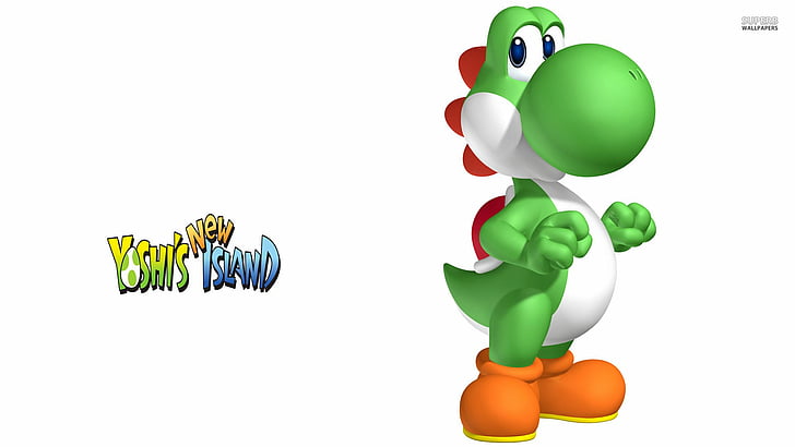 Hd Wallpaper Video Game Yoshi S New Island Green Color White Background Wallpaper Flare