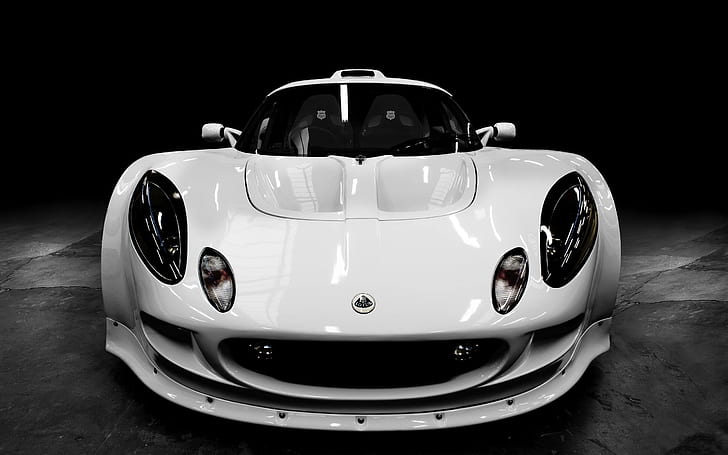Lotus white supercar front view, HD wallpaper