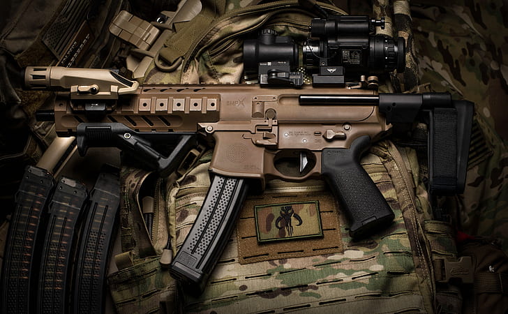 machine, optics, camouflage, the gun, SIG-Sauer, MPX, HD wallpaper