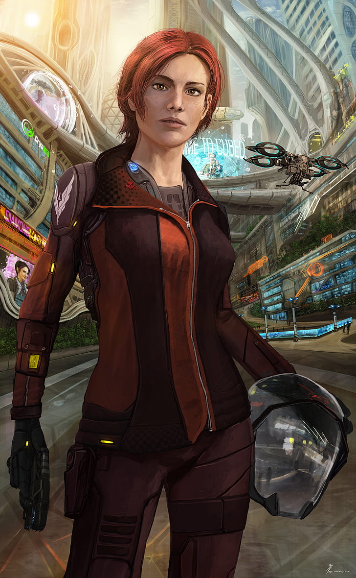 Kev-Art, Elite: Dangerous, Commander, imperial guard, women, HD wallpaper