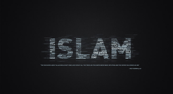 Islamic, islam word cloud, Artistic, Typography, text, western script, HD wallpaper