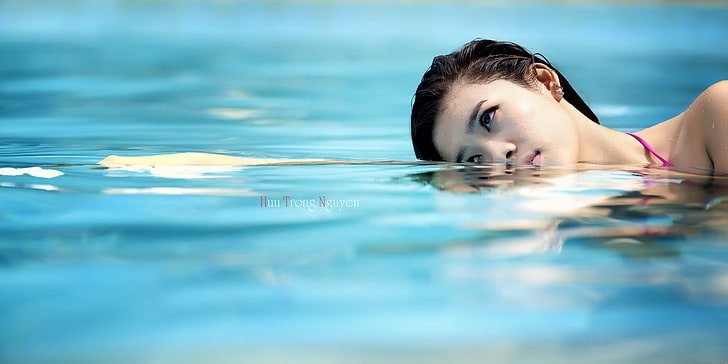 swimming pool, Asian, women, water, young adult, one person, HD wallpaper