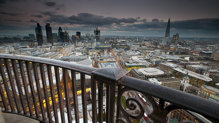 brown wooden frame glass top table, cityscape, London, architecture, HD wallpaper