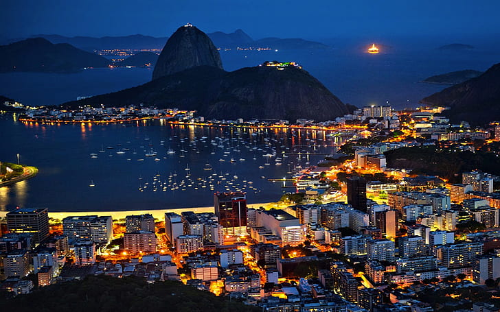 Rio De Janeiro At Night Pictures Wallpaper, HD wallpaper