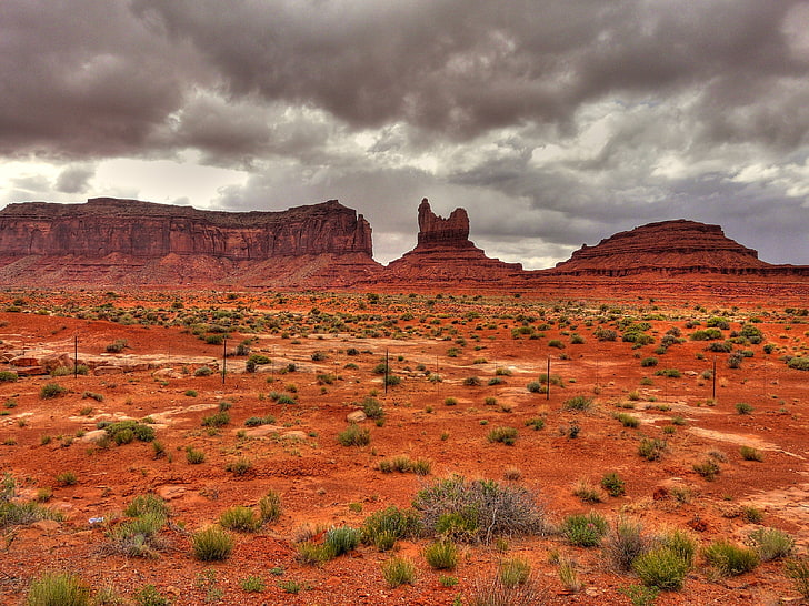 Monument Valley, California, field, rocks, clouds, landscape