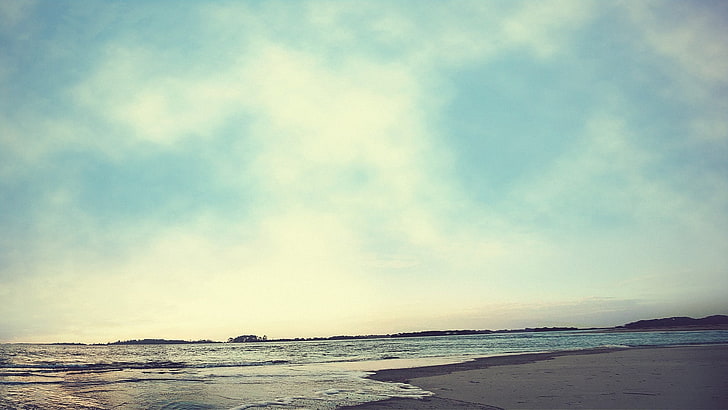 gray sand, nature, sea, beach, sky, water, land, scenics - nature, HD wallpaper