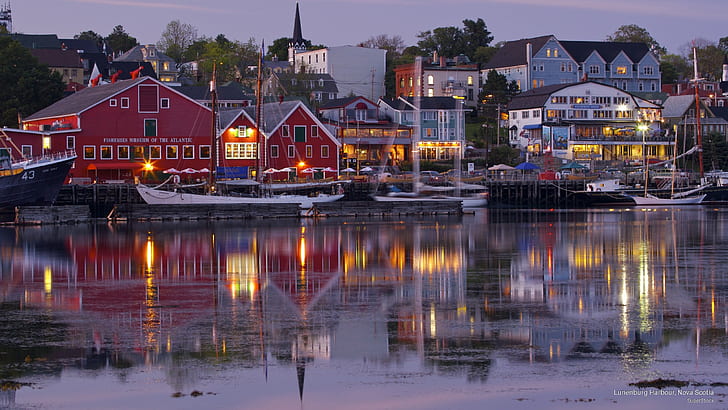Lunenburg Harbour, Nova Scotia, North America, HD wallpaper
