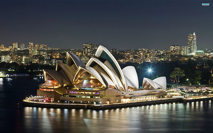 cityscape, Sydney, Sydney Opera House, night, Australia, building exterior, HD wallpaper
