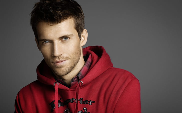 Andrew Cooper, red pullover hoodie, fashion model, man, dude, HD wallpaper