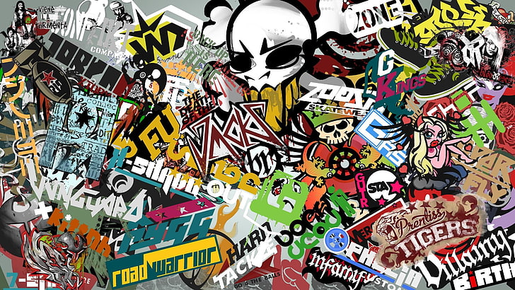 sticker bomb, full frame, multi colored, large group of objects, HD wallpaper