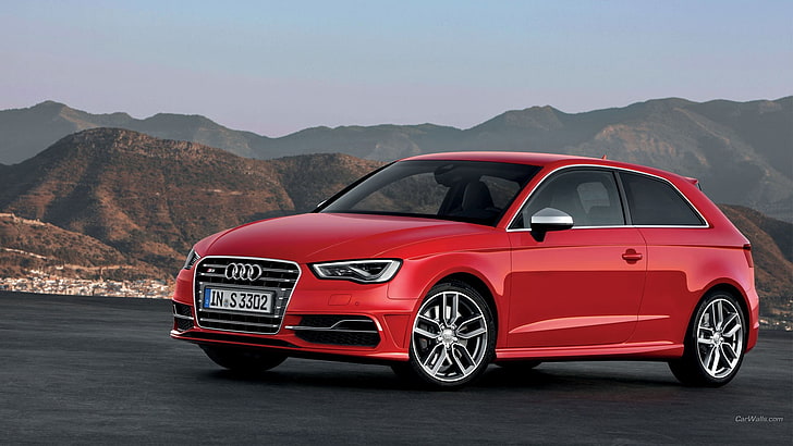 red Audi coupe, Audi S3, car, motor vehicle, mode of transportation