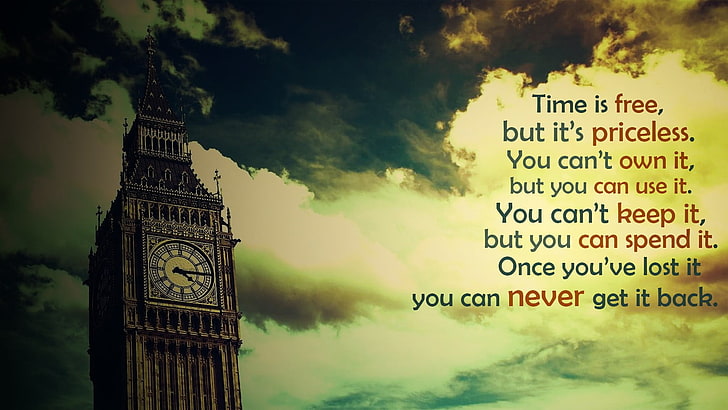 HD wallpaper: quote, Big Ben, London, time, filter, clouds, inspirational |  Wallpaper Flare