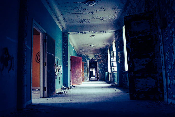 abandoned, Asylum, decay, Hallway, Haunted Mansion, hospital