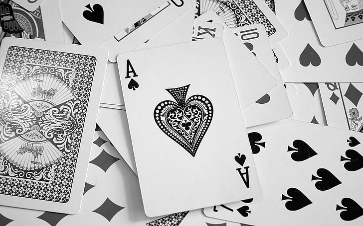 Ace Of Spades, cards, monochrome, HD wallpaper