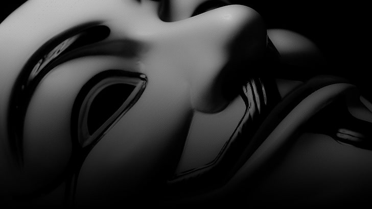 guy fawkes mask, Anonymous, black, close-up, human body part