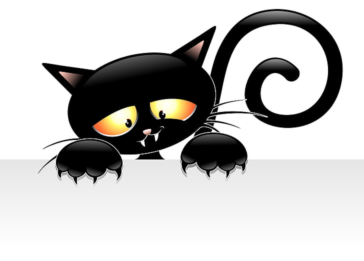 black cat illustratiom, look, background, legs, vector, tail, HD wallpaper