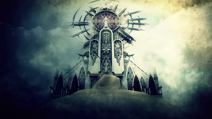 white and gray cathedral painting, Demon's Souls, video games