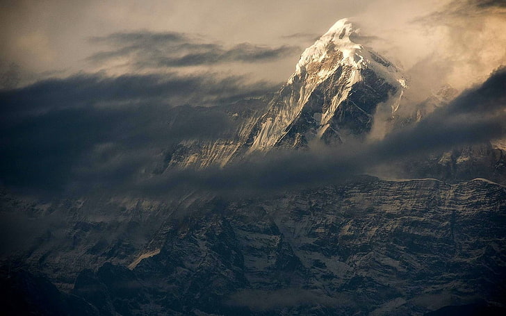 Mt. Everest, nature, landscape, Himalayas, mountains, snowy peak, HD wallpaper