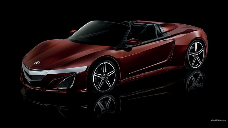 red and black convertible coupe, acura, Acura NSX, car, mode of transportation, HD wallpaper