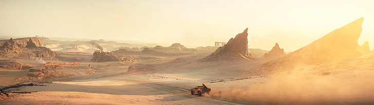 Desert, Dual Monitors, Mad Max, video games, Wasteland, mountain