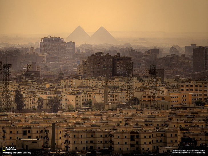 pyramid, city, National Geographic, Egypt, cityscape, architecture, HD wallpaper