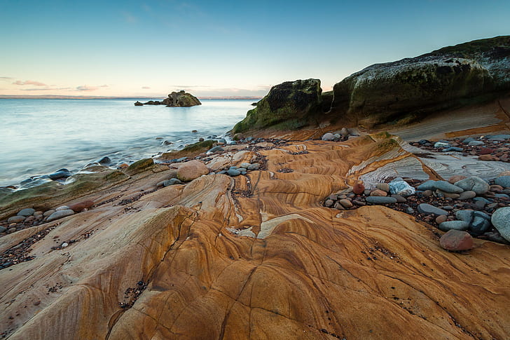 rock formation beside body of water during daytime, dysart, dysart, HD wallpaper
