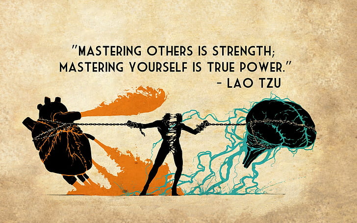 brain, chains, heart, Lao, mastering, Power, quotes, Strength, HD wallpaper
