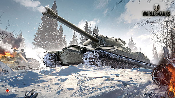 World of Tanks screenshot, IS-7, winter, cold temperature, snow