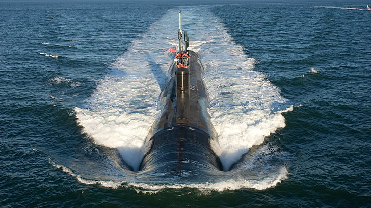 black submarine, USS North Dakota, SSN-784, Virginia-class, U.S. Navy, HD wallpaper