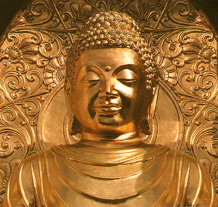 Lord Buddha, Gautama Budha, God, statue, gold colored, religion