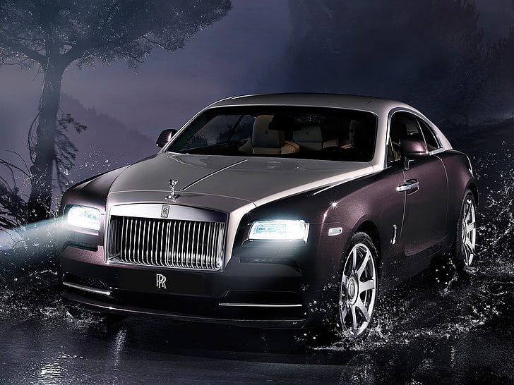 gray and maroon Rolls Royce Wraith coupe, rolls-royce, rolls-royce wraith 2013