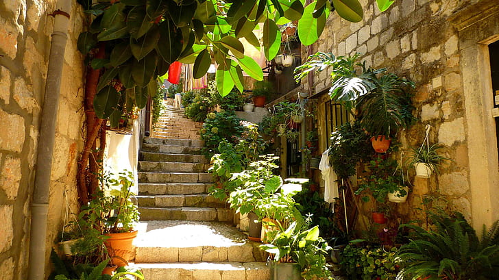Dubrovnik Street, croatia, stone-steps, HD wallpaper