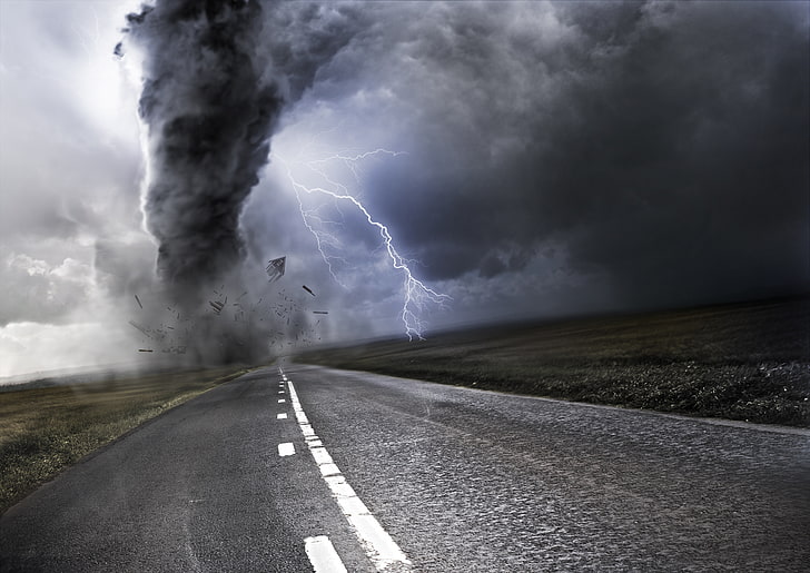 road illustration, markup, zipper, tornado, storm, cloud - Sky, HD wallpaper